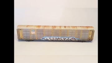Walthers HO Scale Weathered UP Autorack with Graffiti