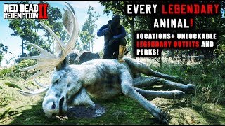 Red Dead Redemption 2 - Hunting EVERY LEGENDARY Animal! Location Guide + OUTFITS and Perks!