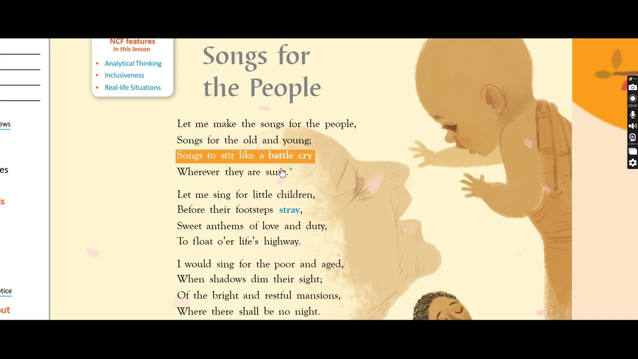 SONGS FOR THE PEOPLE CLASS 8 GEM'S ENGLISH READER SILVER JUBLIIE EDITION