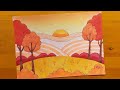 رسم فصل الخريف 9 رسم شجره الخريف     