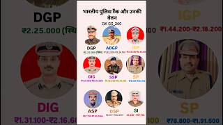 Indian Police Rank &amp; Salary||भारतीय पुलिस रैंक और उनकी वेतन #gk #facts #upsc #news #ytshorts #police