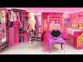 Barbie all pink bedroom morning routine dollhouse poupe barbie jouets