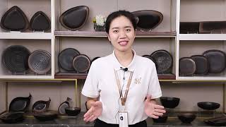 Hosen Two Eight Ceramic Rustic Style Color Dinnerware Collection - Fog