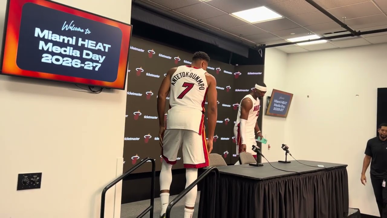 Giannis & Bam Walk Into Their First Miami Heat Press Conference Together 🔥