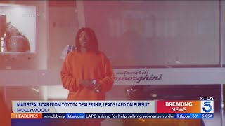 Stolen car pursuit ends with standoff at Beverly Hills Lamborghini dealership