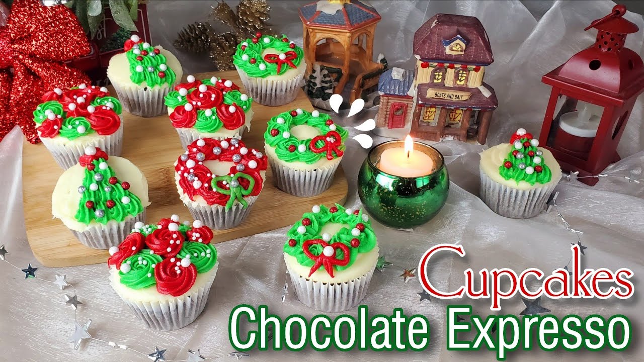 ☃️ Cupcakes de CHOCOLATE & café EXPRESSO para NAVIDAD 🎄 Buttercream de Queso 🧁