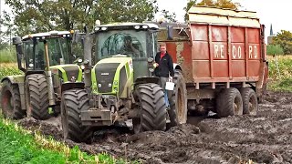 Mais Silage In The Mud | Claas Jaguar + Axion + Xerion + New Holland | M. Verhoef