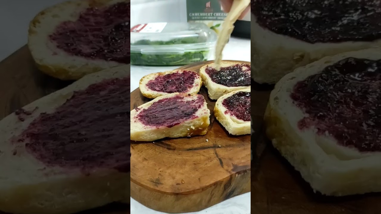 Blueberry jam and cheese toast for brunch 