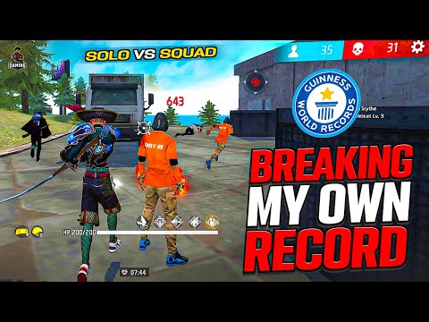 BREAKING MY OWN RECORD 😈SOLO VS SQUAD FF GAMEPLAY