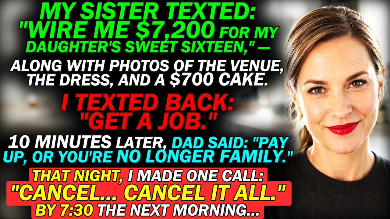 My Sister Demanded I Wire $7,200 for Her Daughter's Sweet Sixteen β So I Made One Call That...