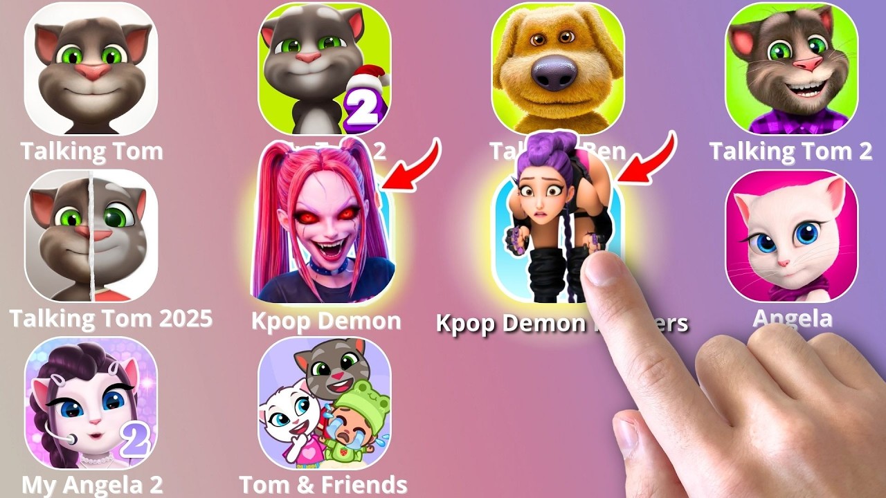 Talking Tom Cat 2,Kpop Demon Hunters,Roblox,Talking Ben,INCREDIBOX SPRUNKI,Talking Tom And Friends