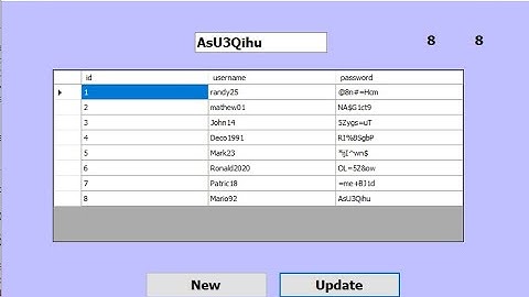 Programming VB.net: update Sql server database by random password and display data  in datagridview