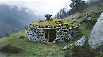 Alone in the Mountains Man Builds a PERFECT Round Shelter with His Hands | @Hadioutdooradventures