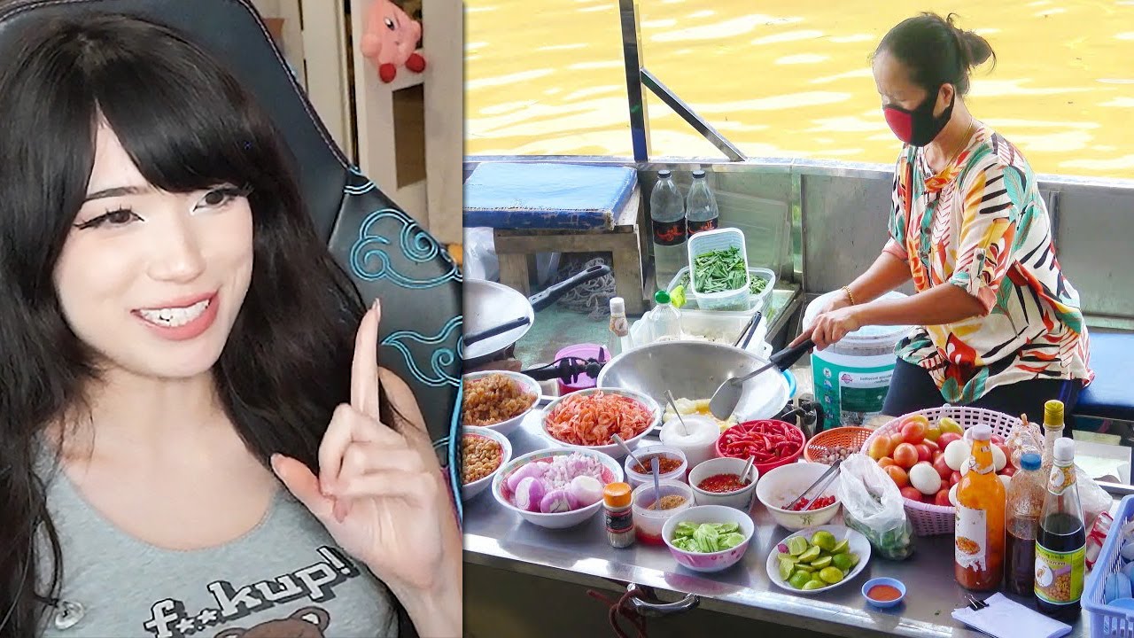 Emiru Reacts to Thailand Street Food Amphawa Floating Market by