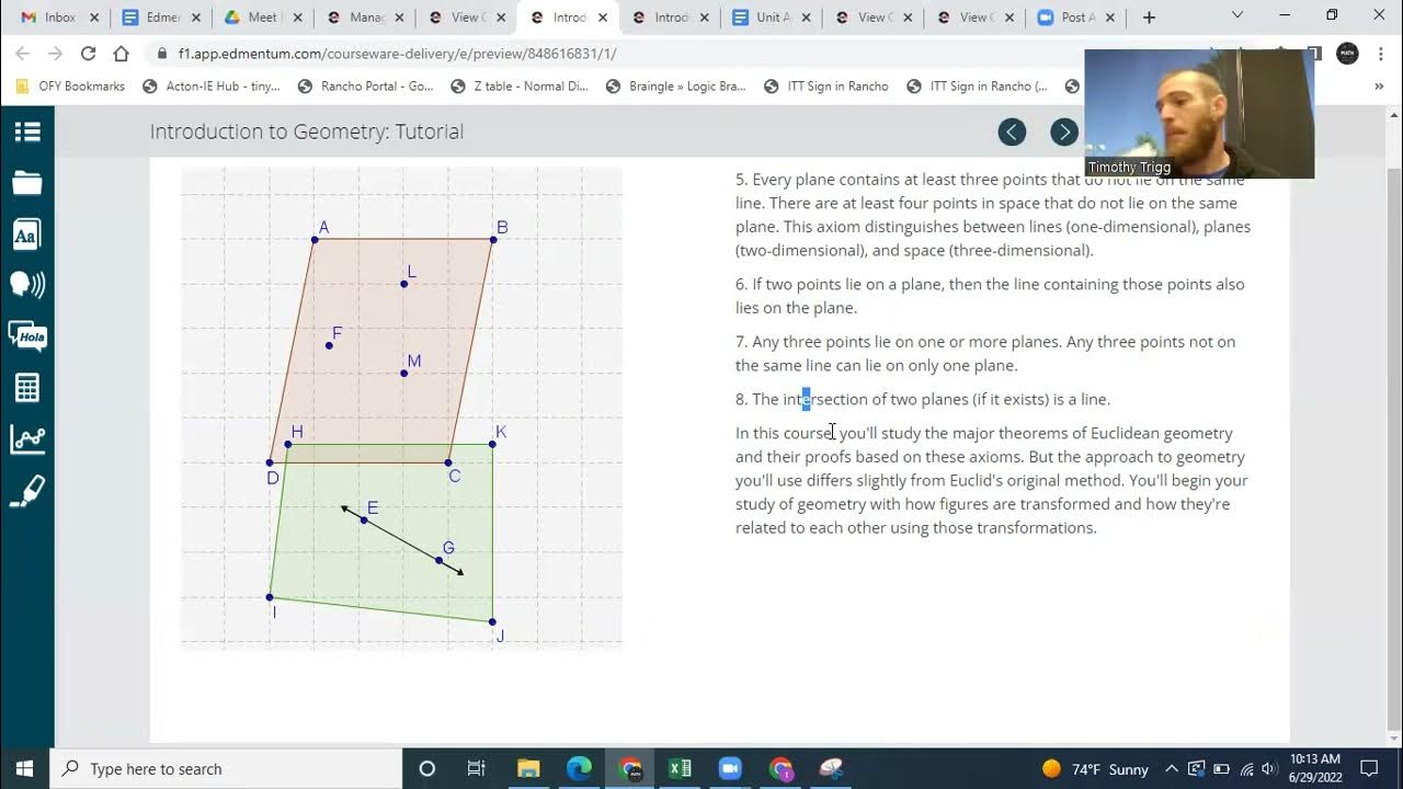 Edmentum Integrated Math1 Unit7 Introduction to Geometry - YouTube