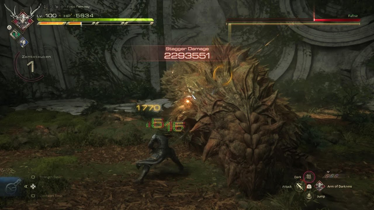 FINAL FANTASY XVI - 2.300.000ish Stagger Damage (9x Level Max Zantetsuken)