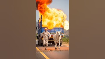 Brave Cow Saves Truck Driver Life From Deadly Explosion! #humanity #cow #animals #pets #save