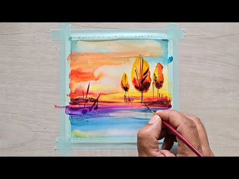 Water Color Abstract Landscape Painting / Easy 🤩🤩