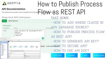 Adeptia Training : Session 4 - Publish ProcessFlow as Secure REST API | API Doc | API Authorization