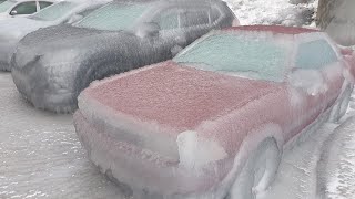 Freezing rain icestorm in Vladivostok Russia.  November 19, 2020