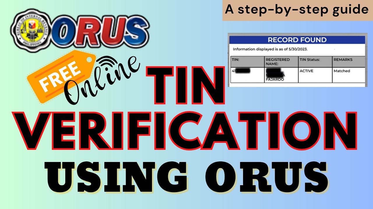 BIR ORUS TIN Verfication How To Verify Your TIN Online Paano Ang