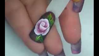 Nail art rosa one move/ one stroke micropittura acrilica