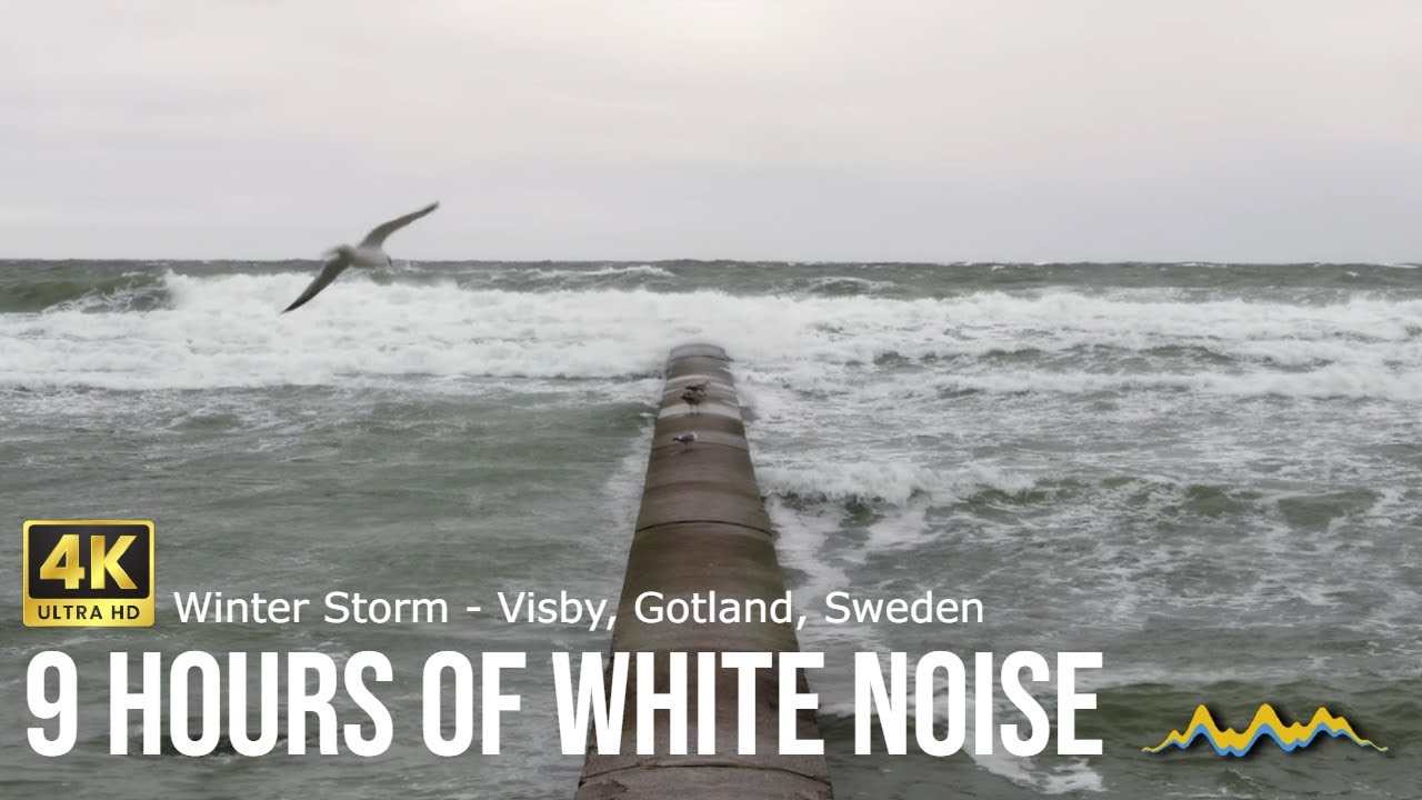 9-Hour Natural White Noise: Winter Storm Ocean Waves from Visby, Gotland by Sound Of Sweden