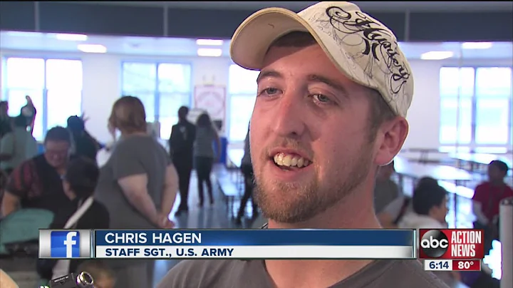 Staff Sergeant Chris Hagen surprised by high schoo...