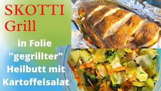 Skotti Grill: Fisch in Alufolie mit veganem Kartoffelsalat