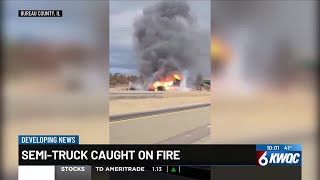 Semi-trailer fire shuts down westbound I-80 Sunday night