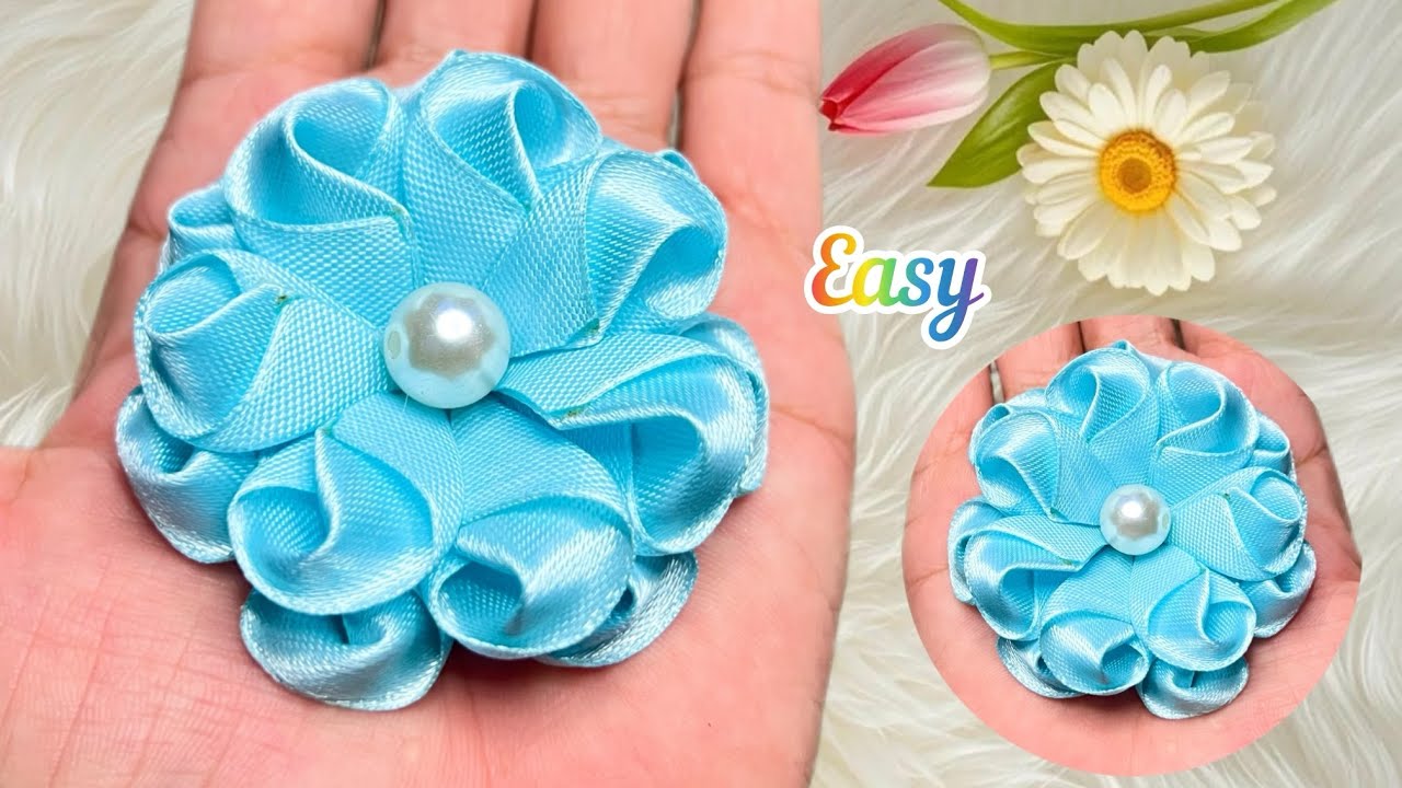 Easy Satin Ribbon Flower Tutorial 🌸 | DIY Beautiful Ribbon Flower