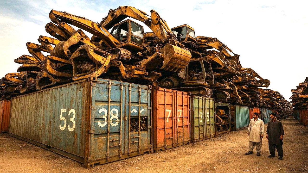 Пакистанский механик невероятным образом собирает экскаваторы, импортированные из Кореи