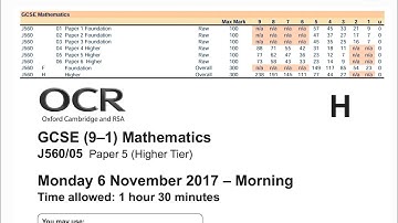 OCR GCSE Maths - November 2017 Paper 5 (Higher Non calc)