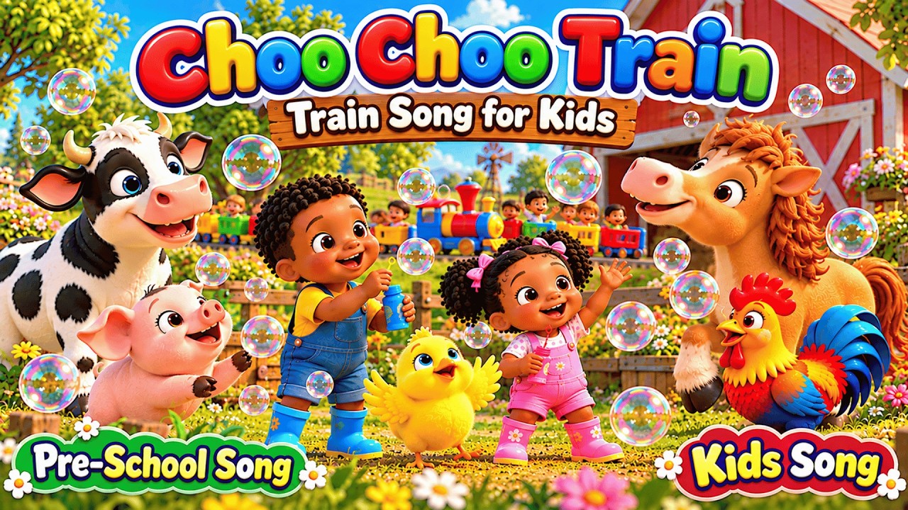 Choo Choo Train Song for Kids 🚂 | Fun Farm Animal Adventure