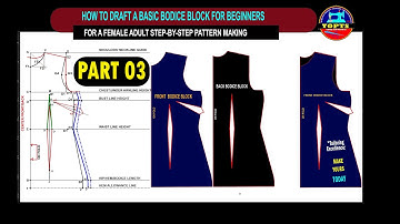 Part3 How to Draft a Basic bodice Block for Beginners (Patternmaking Tutorial) #toptstailoringstudio