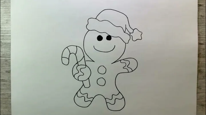 How to draw a Gingerbread Person with a santa hat