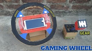 How to make gaming steering wheel with cardboard || Accelerator and gear and brake || For phone, IOs