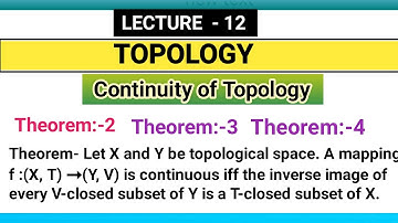 Thereom of Continuity of Topological Space l important Thereom of Topology l Topology l #topology