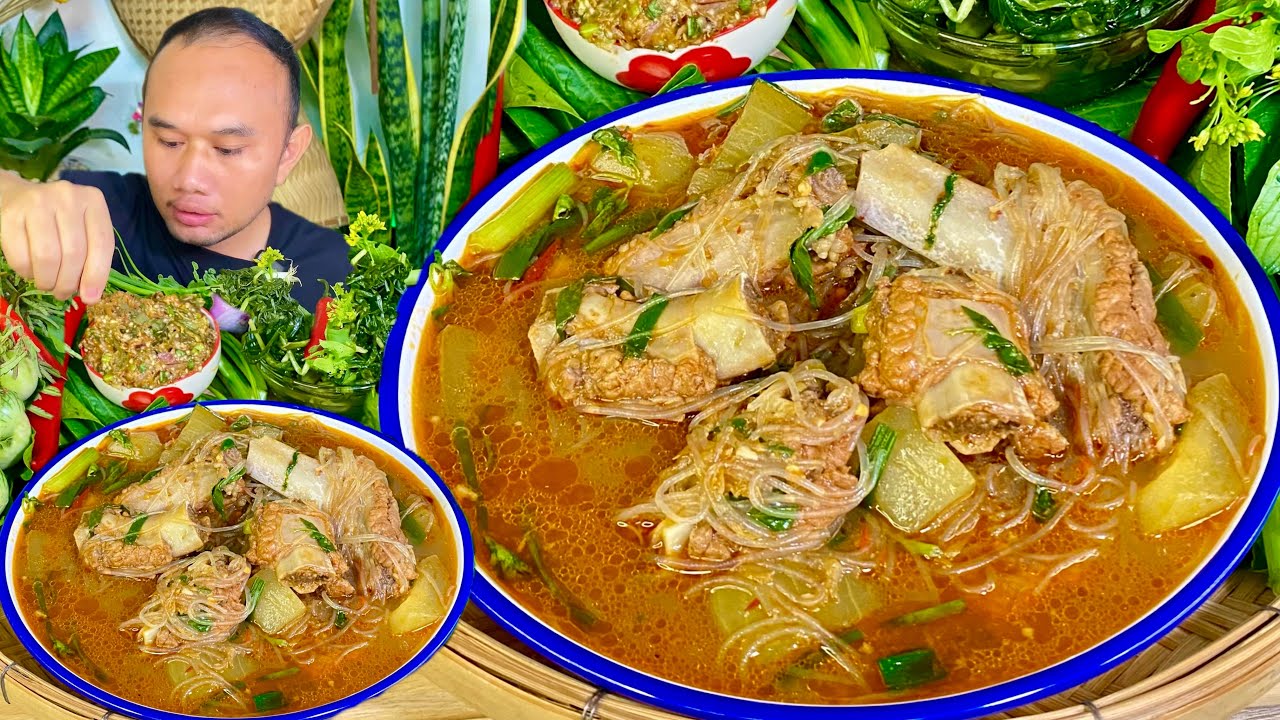 เปื่อยๆ #แกงซี่โครงหมู ใส่ฟัก วุ้นเส้น กินกับซุปมะเขือ ส้มผักแป้น แซ่บหลาย