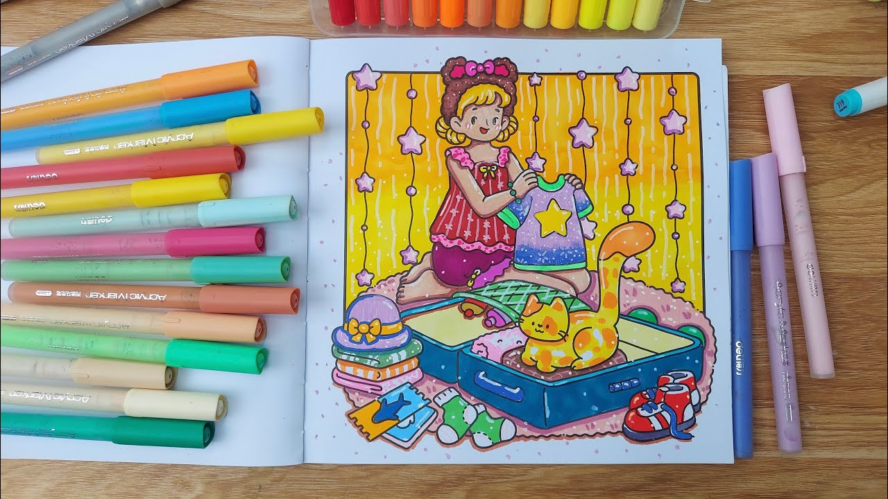 Coloring / chuẩn bị cho chuyến du lịch cùng bạn bè / color with me #coloringbook #coloringtutorial
