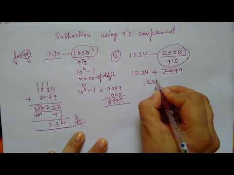 Subtraction using 9's complement