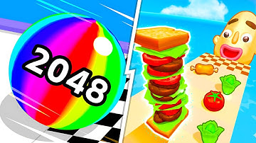 Ball Run 2048 vs Sandwich Runner 💥⚡ Satisfying Levels Gameplay Walkthrough Android iOS GT8X
