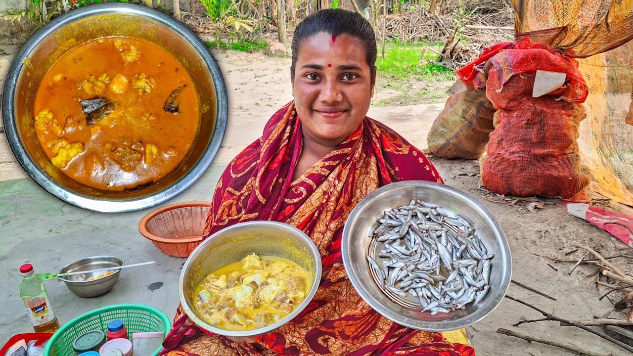 👉 Sunday Special 😍 লাল লাল খাসি মাংস ঝোল & কড়াই ভাপা মাছ | এই গরমে জমে গেল! Bengali Village Cooking