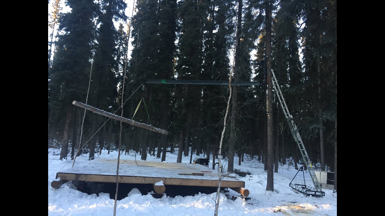 Remote Off Grid Alaskan Log Cabin Build Part 2 how we raised our logs ...