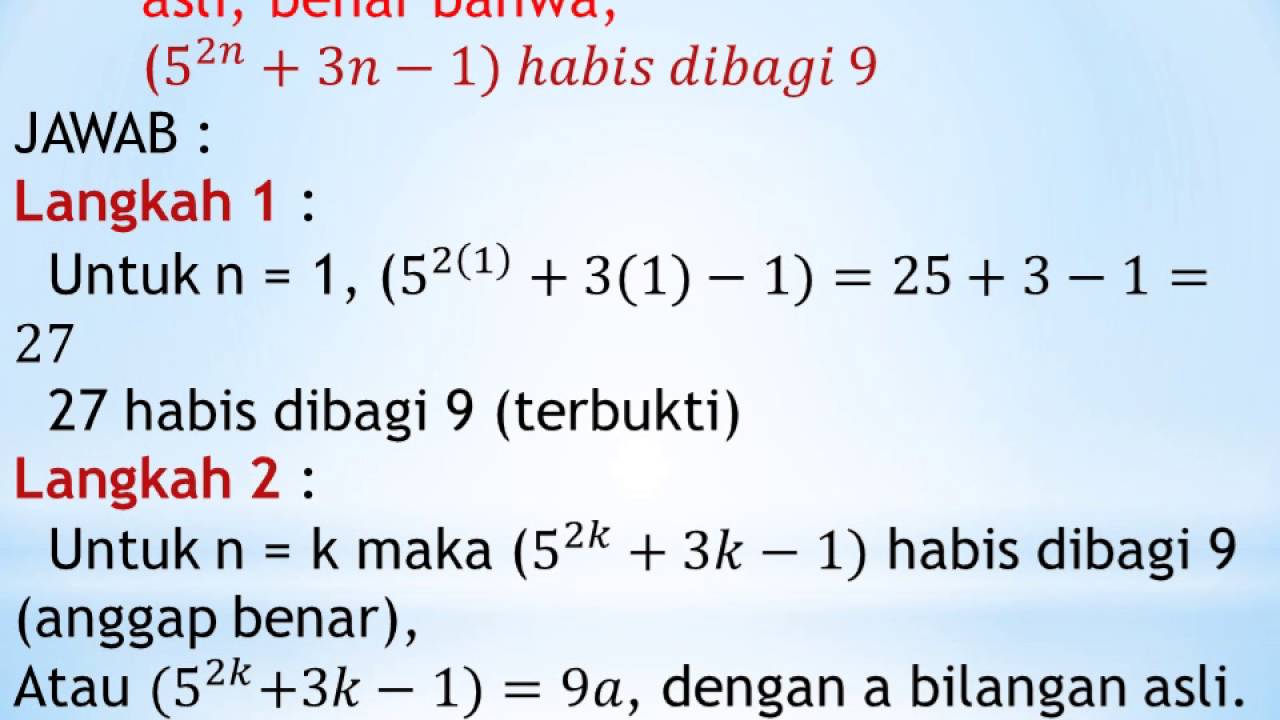 Induksi Matematika Sman 96 Youtube