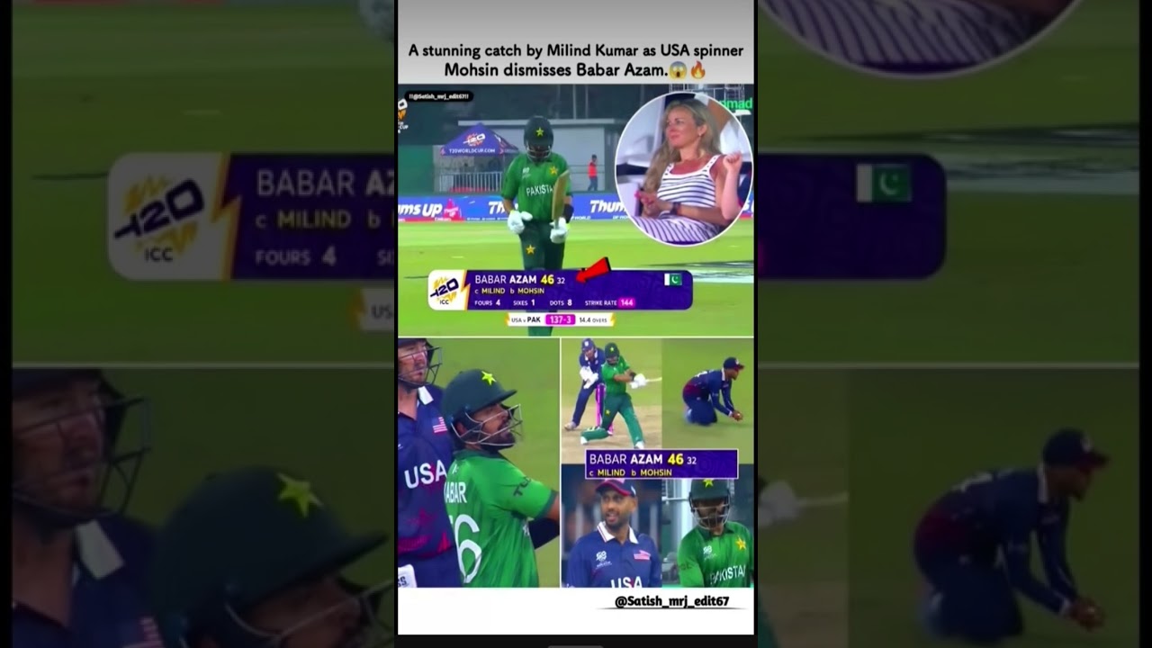Milind Kumar as USA spinner Mohsin dismisses Babar Azam.😱🔥। 