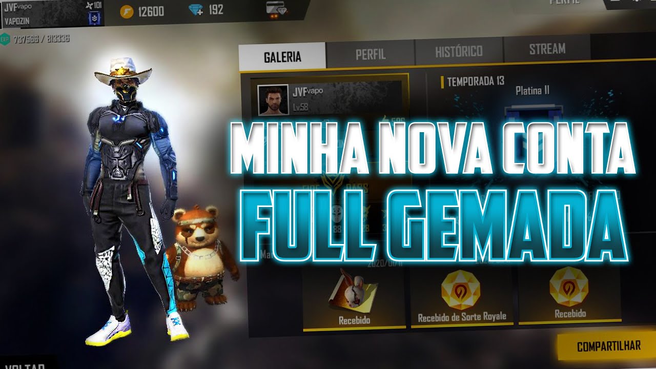 MINHA CONTA NOVA FULL GEMADA DO FREE FIRE ! TROQUEI DE CONTA? - YouTube