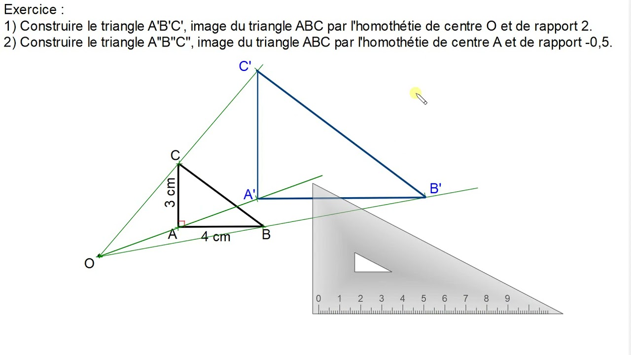 Construire l'image d'une figure par une homothétie • rapport positif, négatif • Troisième