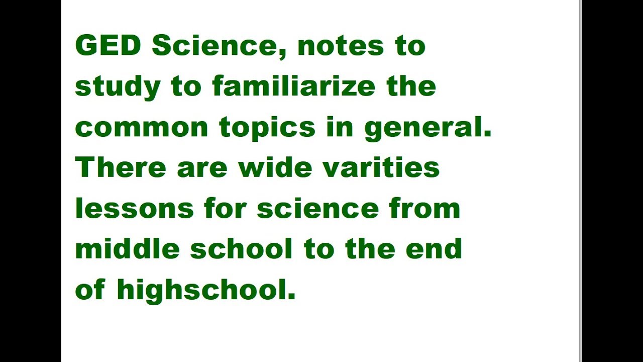 GED Science NotesStudy Lessons in General YouTube