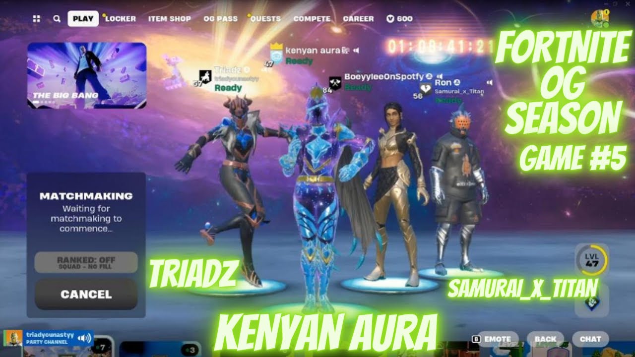 FORTNITE OG SEASON GAME #5 WITH SQUAD @triadzgamecube420 - YouTube